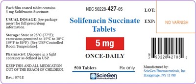 Solifenacin 5 mg-500.jpg bottle label-5mg-500 - Solifenacin 5 mg 500